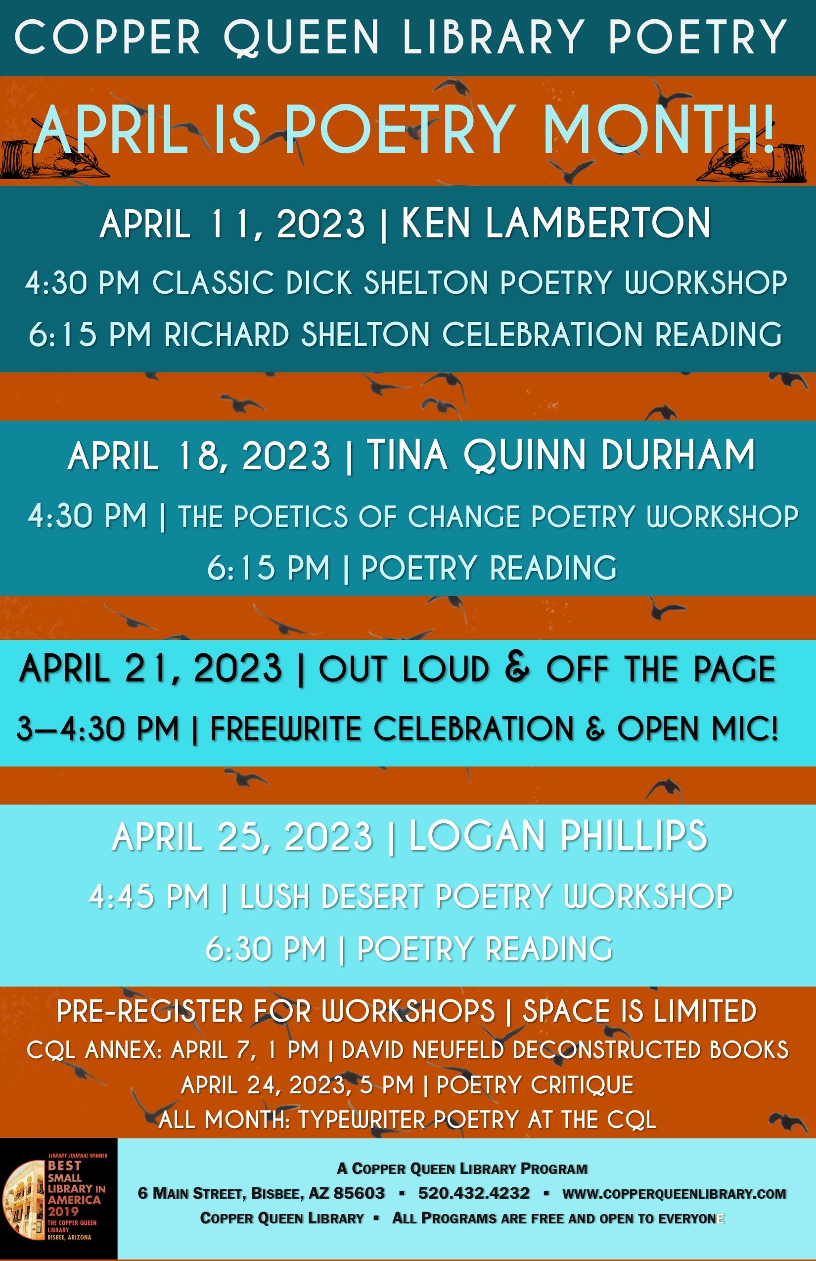 CQL APRIL IS POETRY MONTH CALENDAR 2023