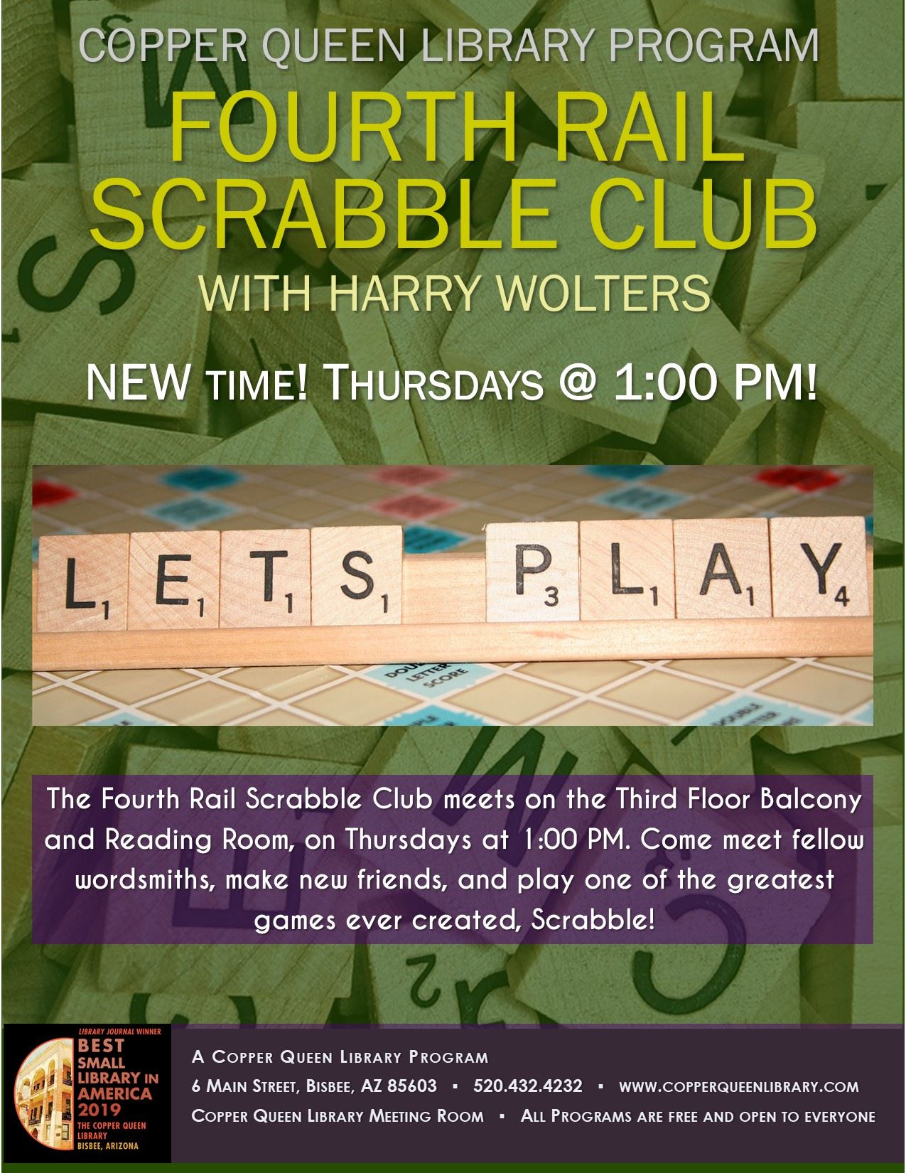 CQL CQL FOURTH RAIL SCRABBLE CLUBJULY 2023 POSTER NEW TIME