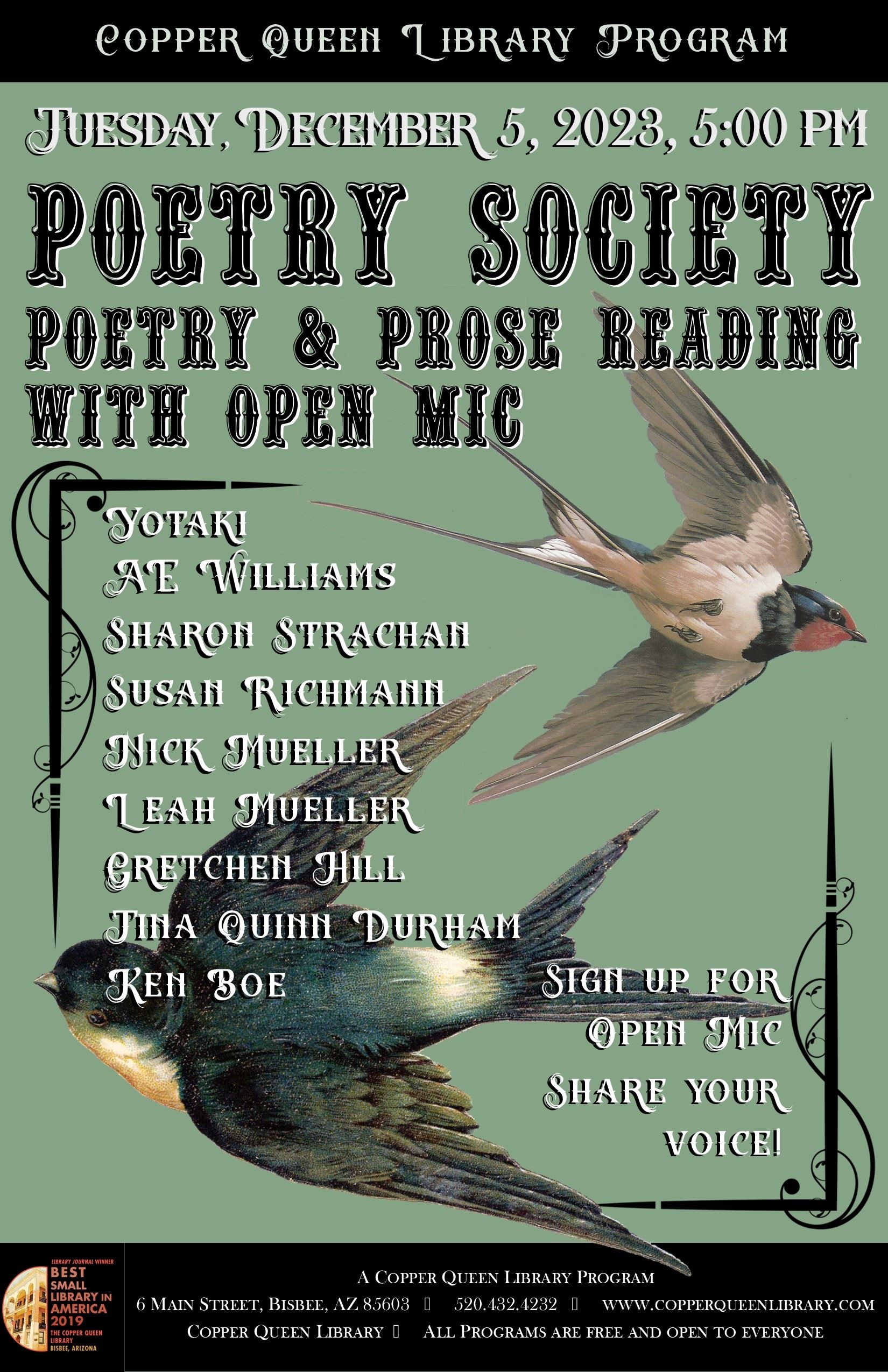 CQL POETRY PROSE READING 12.5.2023