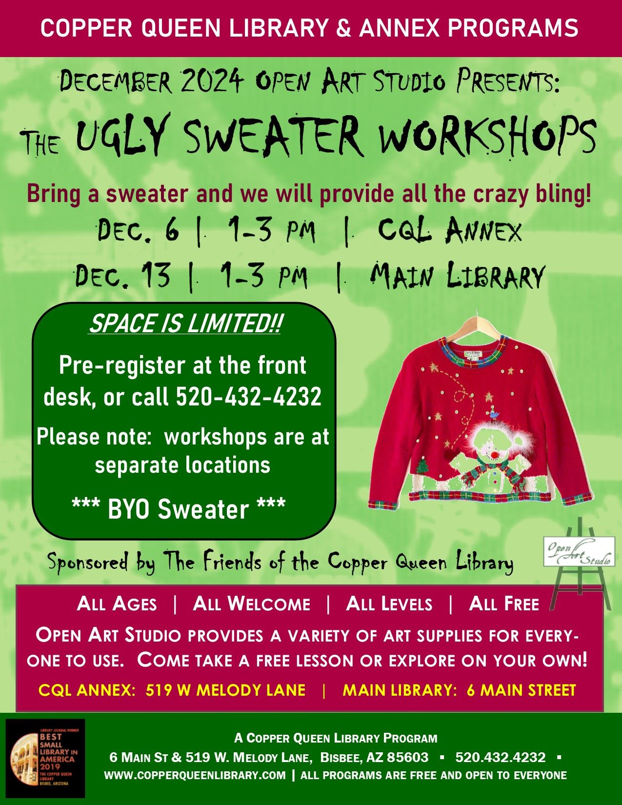 CQL ANNEX OPEN ART STUDIO DEC 2024 UGLY SWEATERS AW