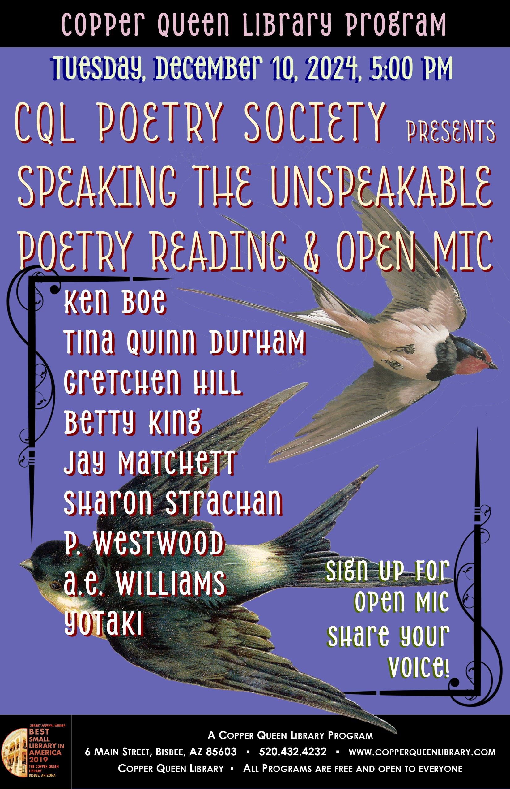 CQL POETRY OPEN MIC 12.10.2024