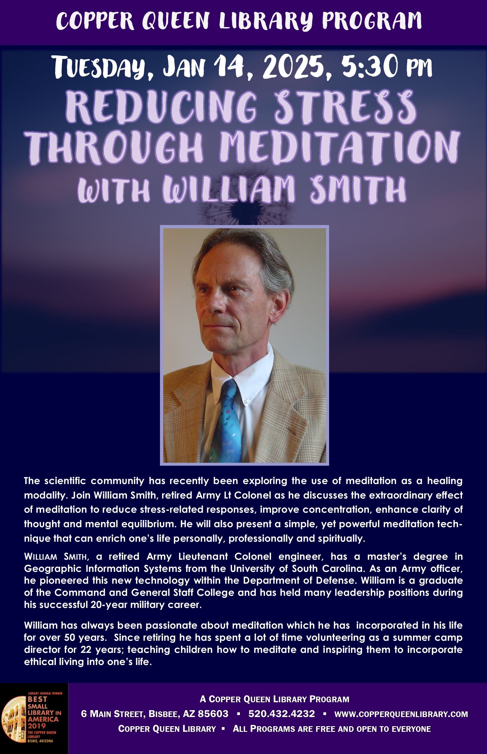 CQL REDUCING STRESS THROUGH MEDITATION WILLIAM SMITH 1.14.2025