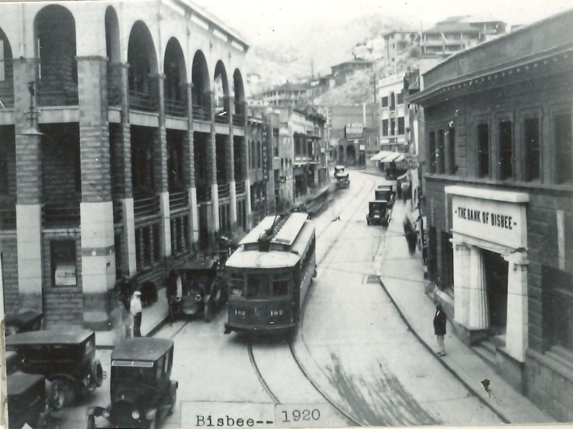 Bisbee; Arizona; Tombstone Canyon; Copper Queen Library; Bank of Bisbee; Main Street; Trolley