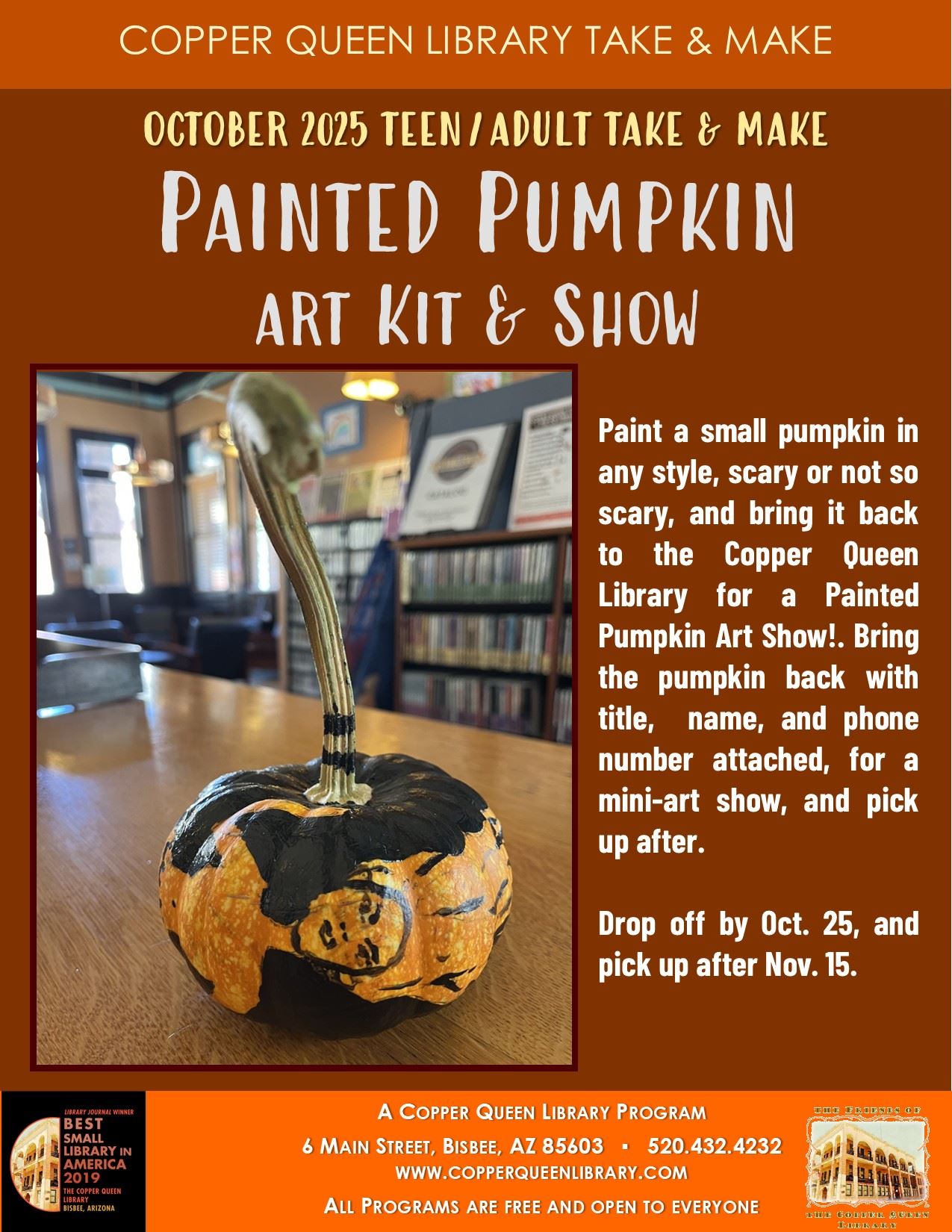 CQL TEEN ADULT PAINTED PUMPKIN TAKE AND MAKE OCT 2025