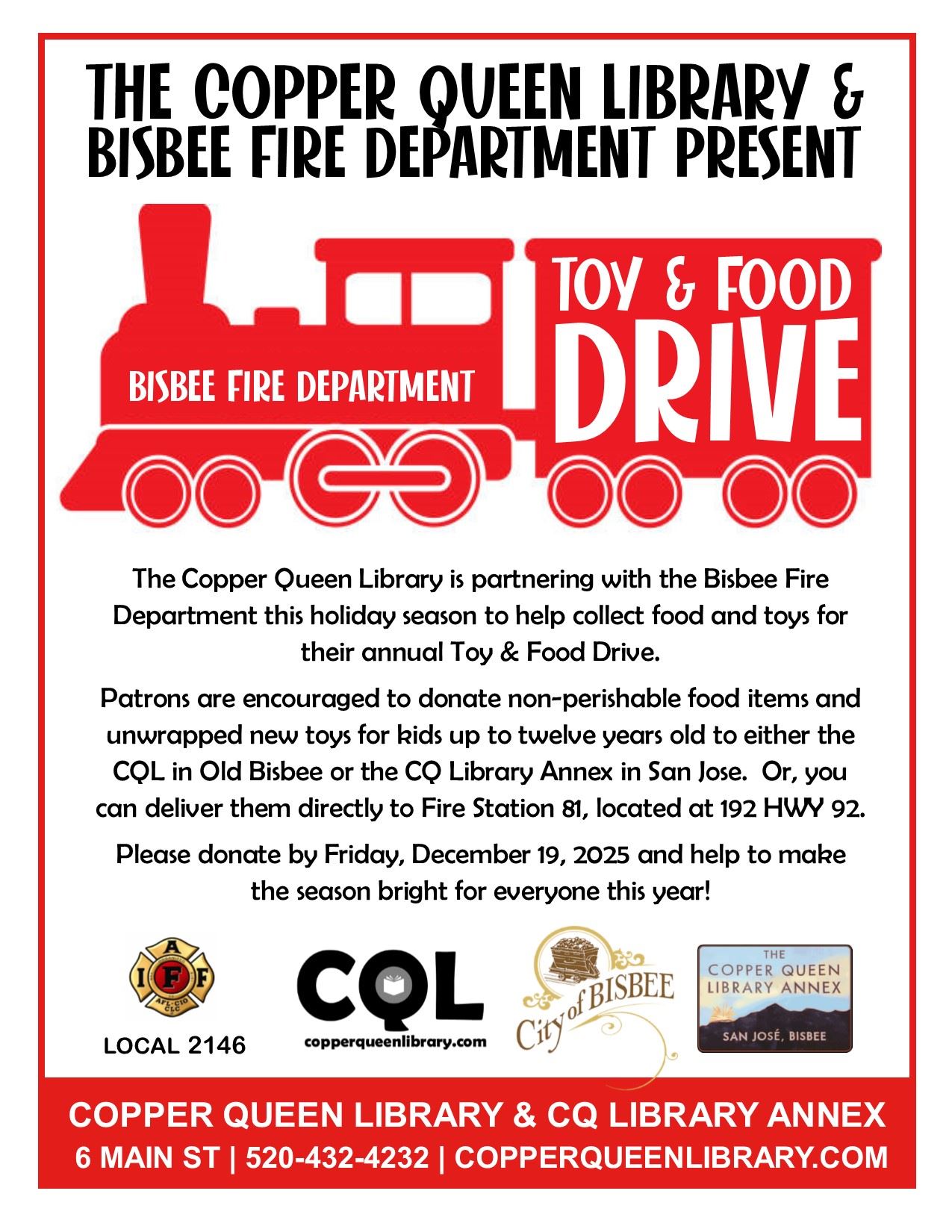 Toy and Food Drive Poster 2025