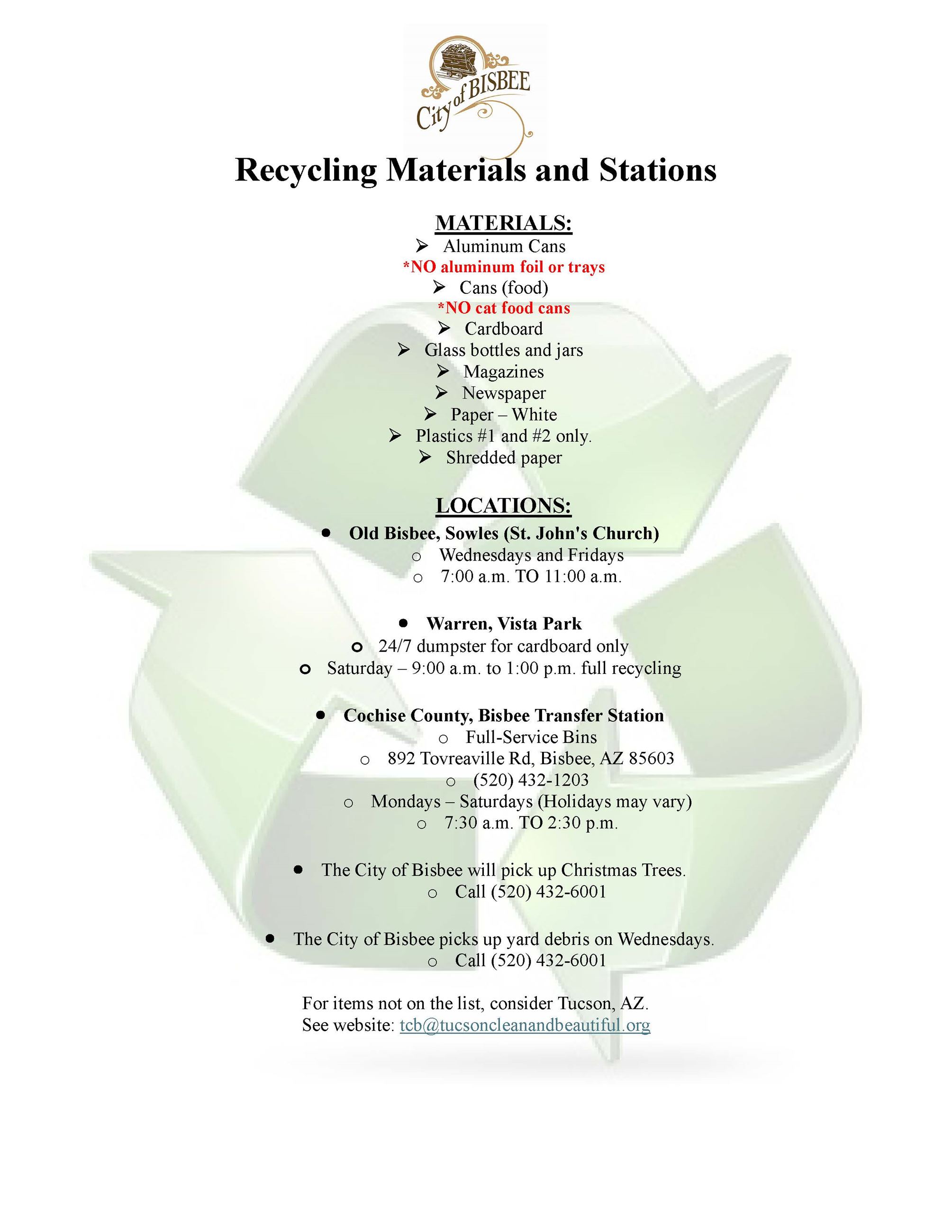 RECYCLING MATERIALS - STATIONS FLYER
