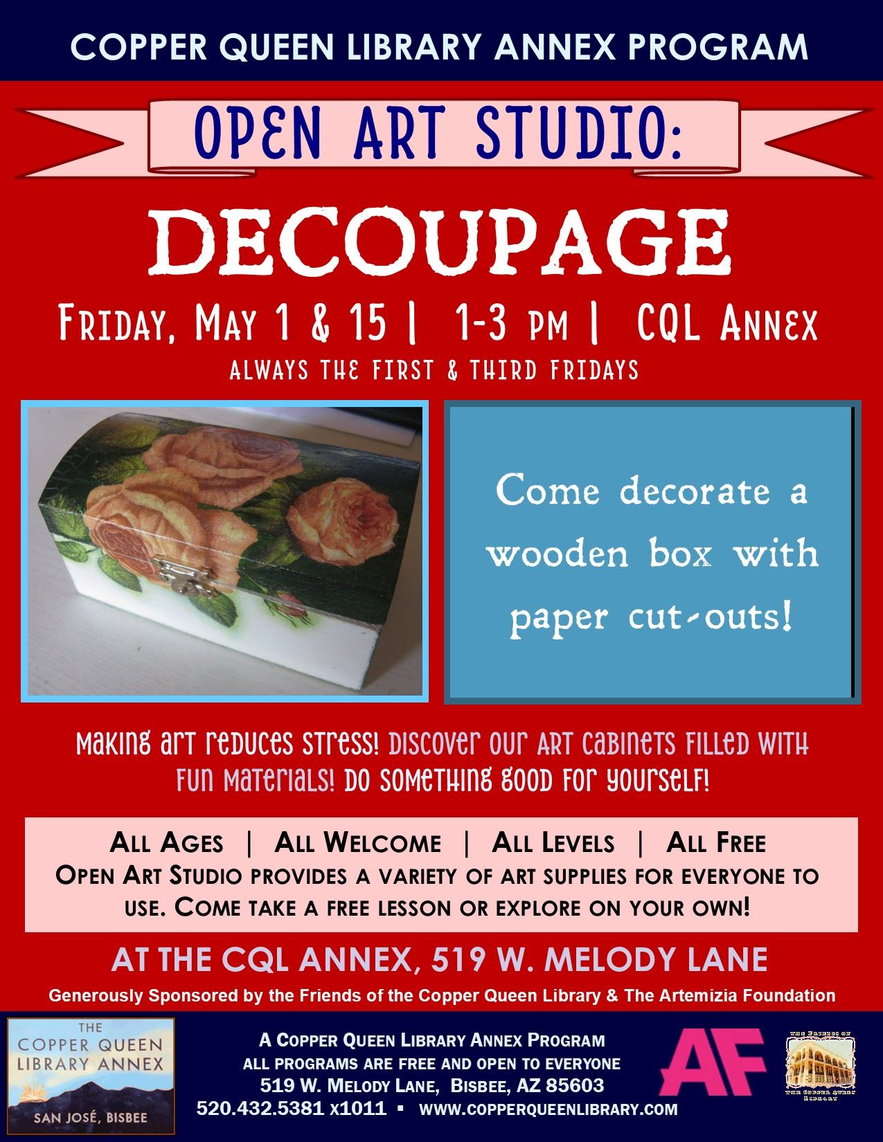 CQL ANNEX OPEN ART STUDIO MAY 2026 DECOUPAGE