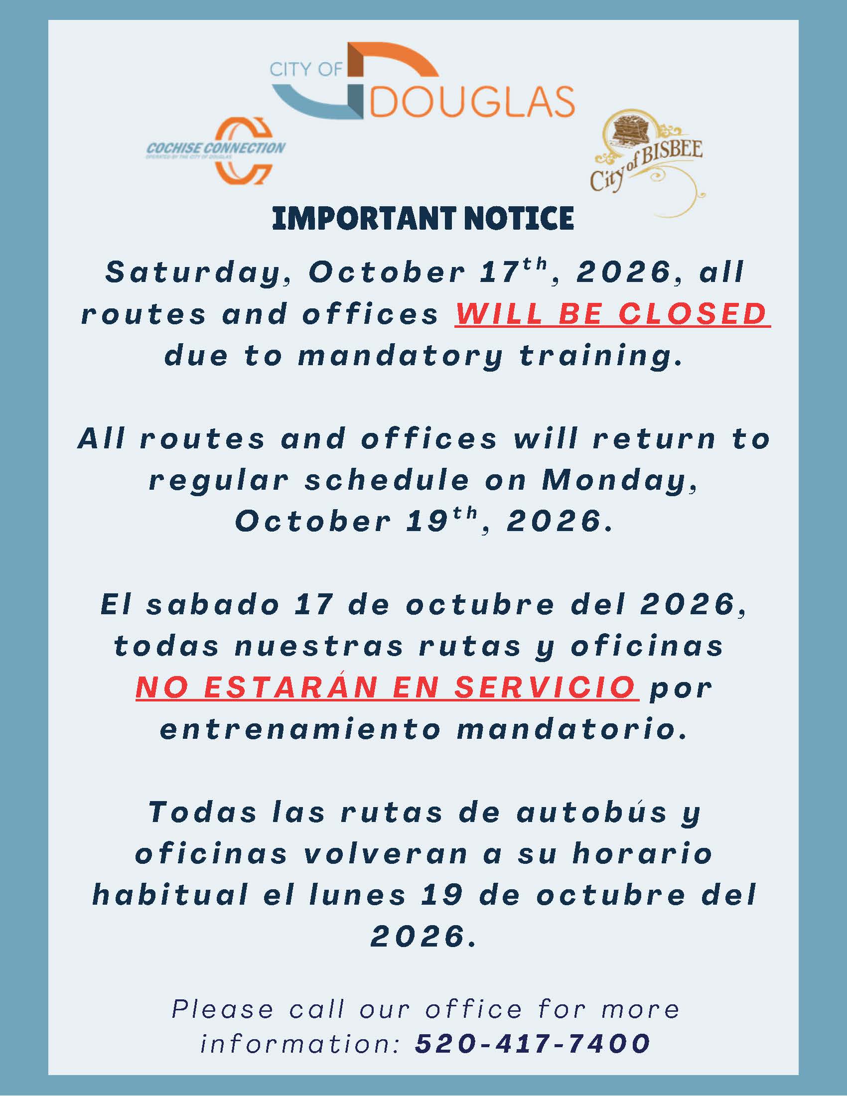 Mandatory Training Flyer