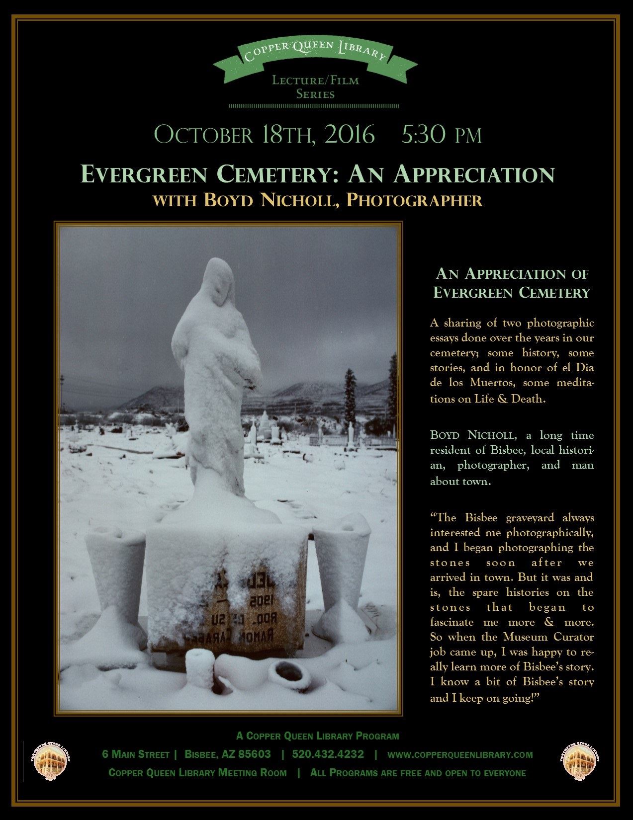 OCT.18.2016 BOYD NICHOLL EVERGREEN POSTER 8.5x11