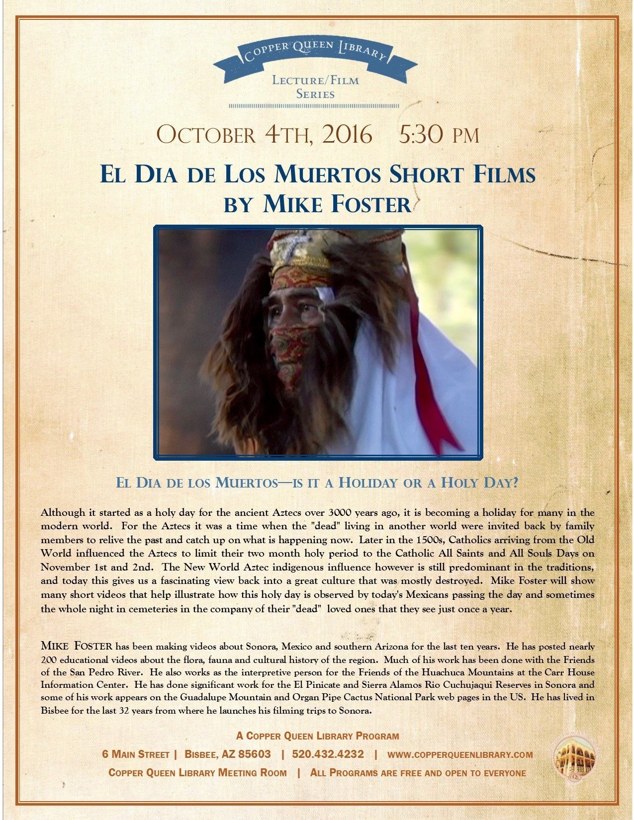 OCT.4.2016 MICHAEL FOSTER DIA DE LOS MUERTOS POSTER 8.5x11