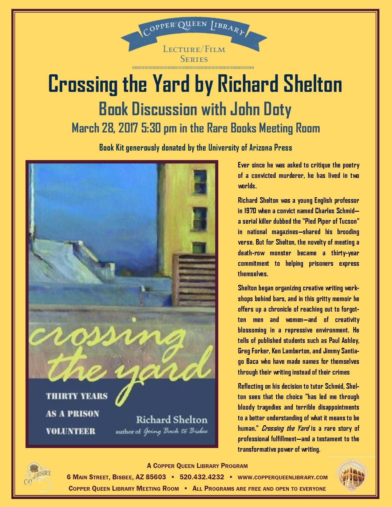 CROSSING THE YARD BOOK DISCUSSION POSTER