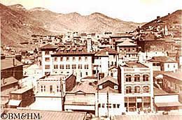 Black and white image of historical Bisbee