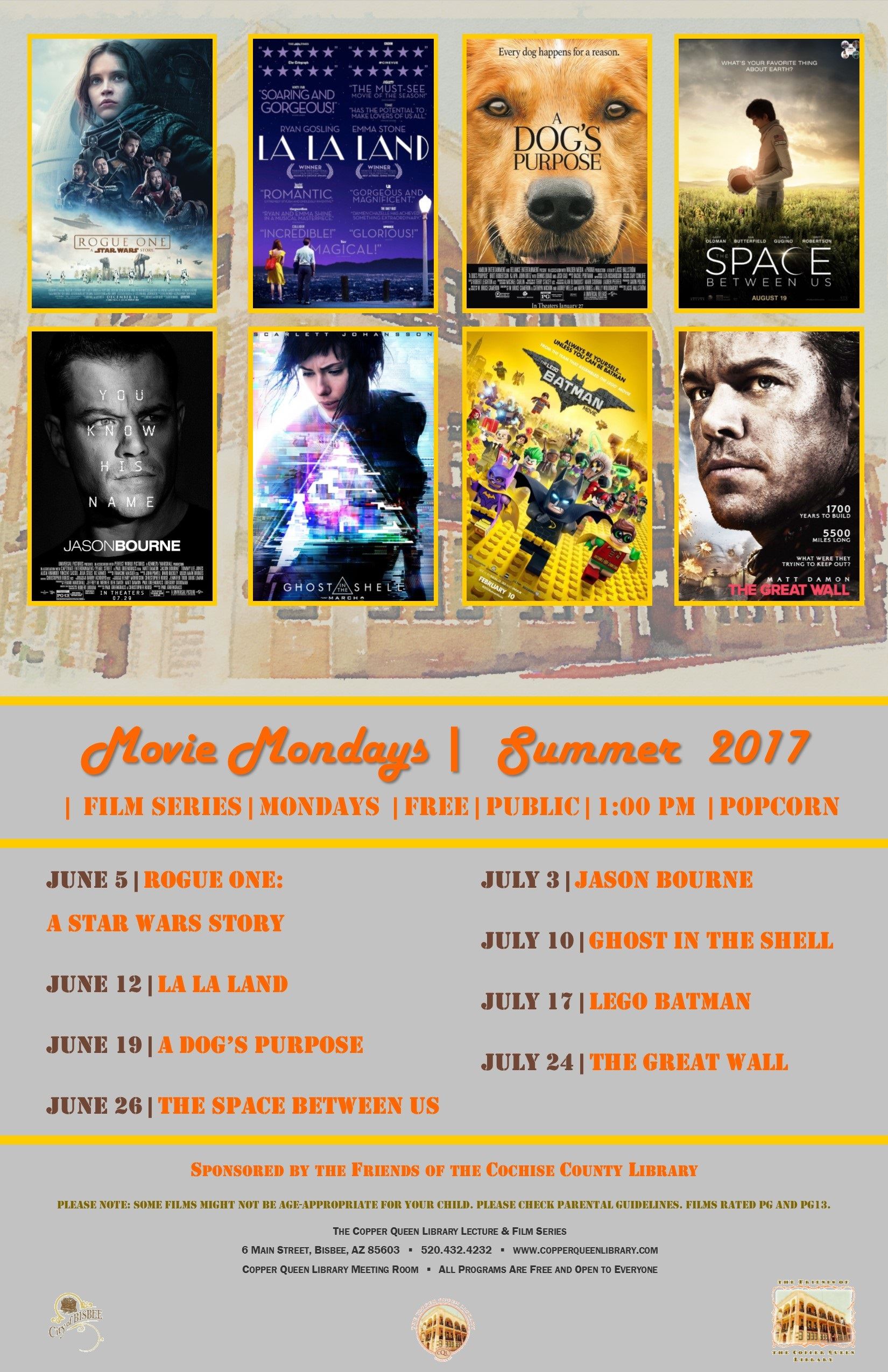 MONDAY MOVIE SUMMER SCHEDULE 2017 11 X 17