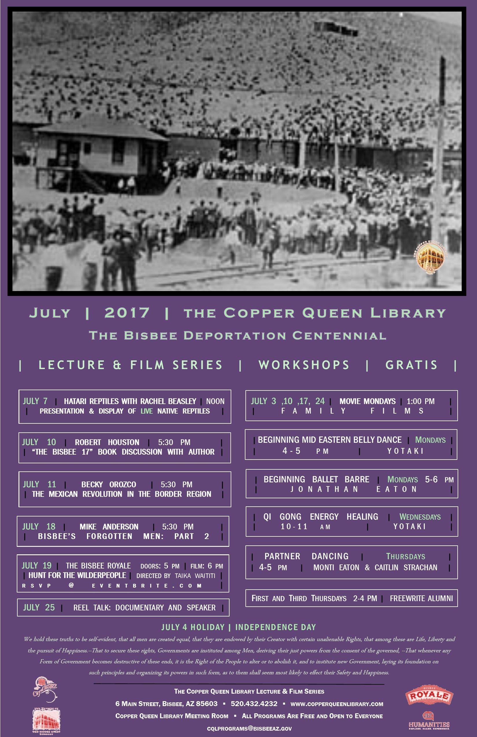 JULY 2017 MONTHLY SCHEDULE