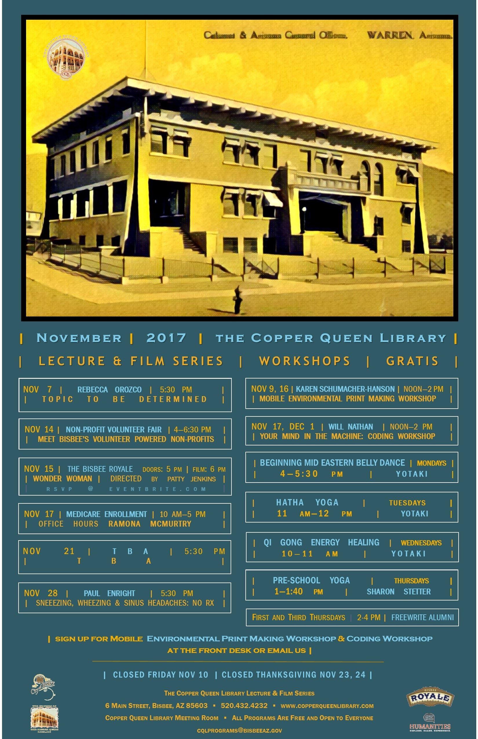 NOVEMBER 2017 MONTHLY SCHEDULE