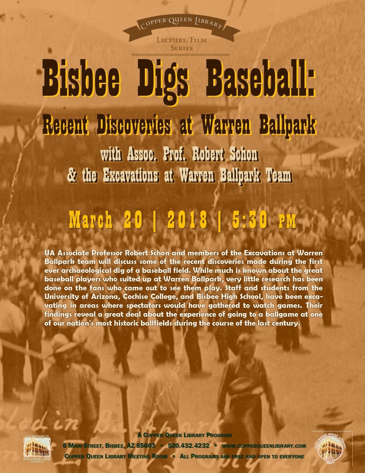 WARREN BALLPARK SCHON POSTER 3.20.18.2018 8.5 x 11