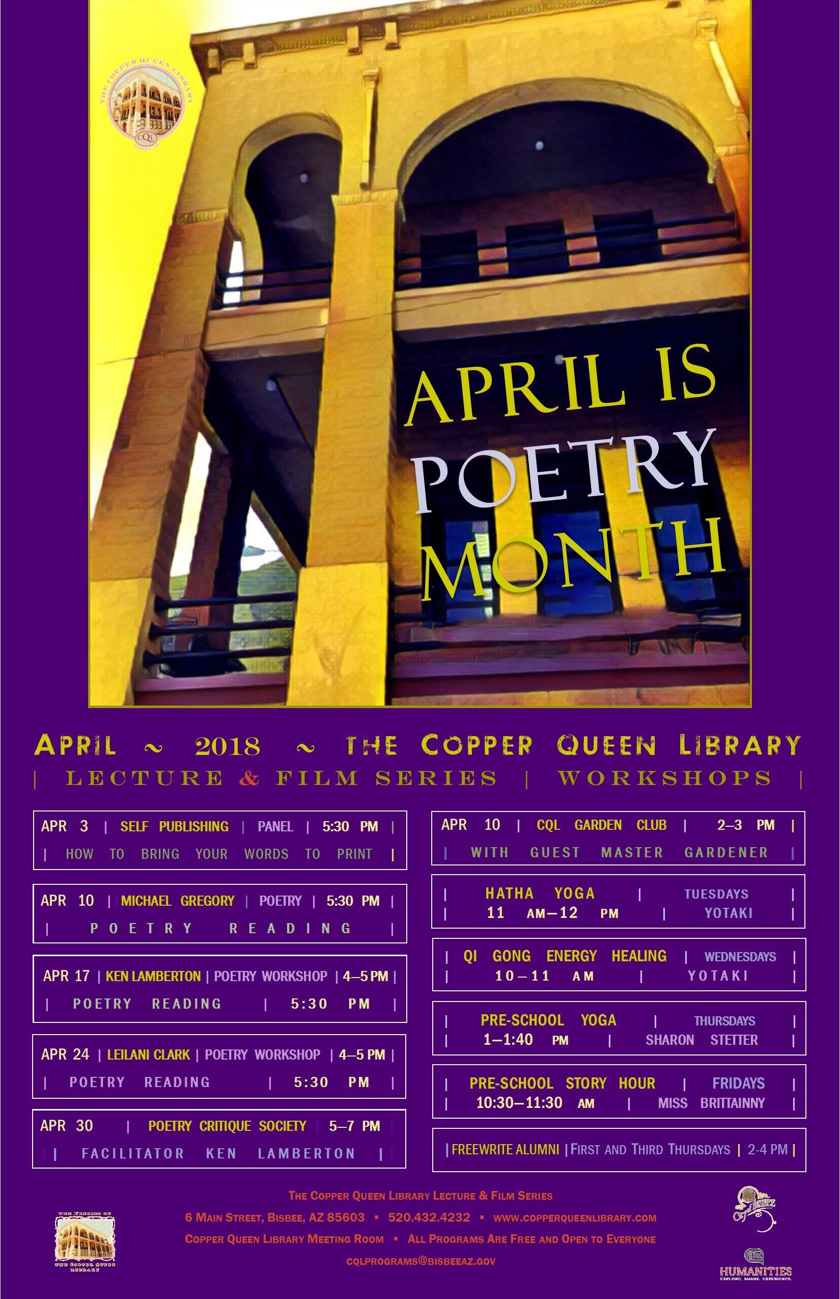 APRIL 2018 MONTHLY SCHEDULE