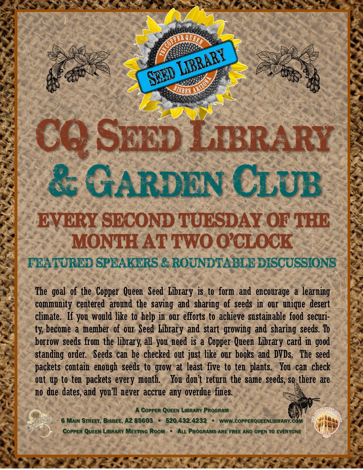 CQL SEED LIBRARY GARDEN CLUB 3.6.18 POSTER 8.5x11