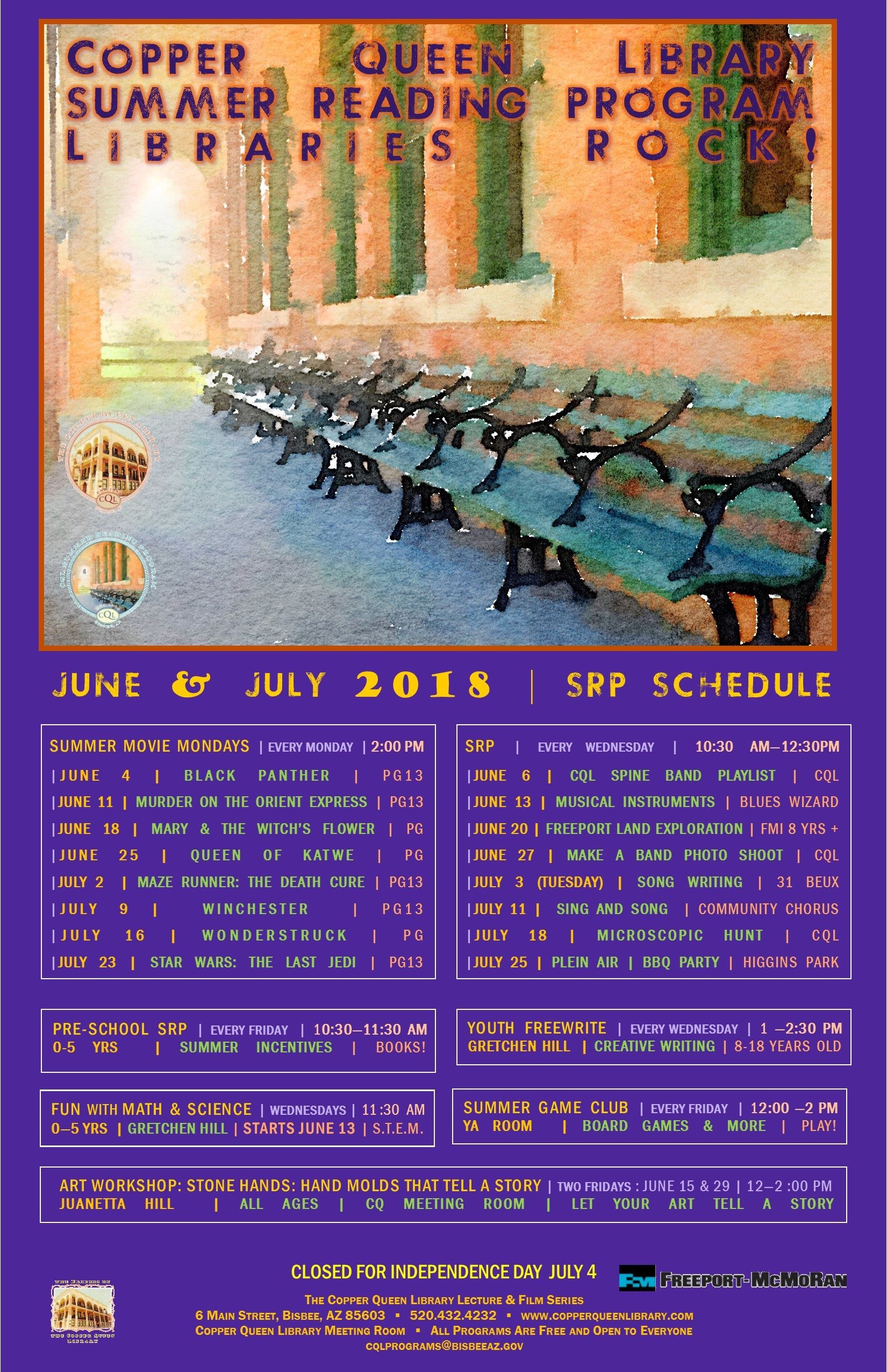 SUMMER READING PROGRAM 2018 SCHEDULE 11 X 17