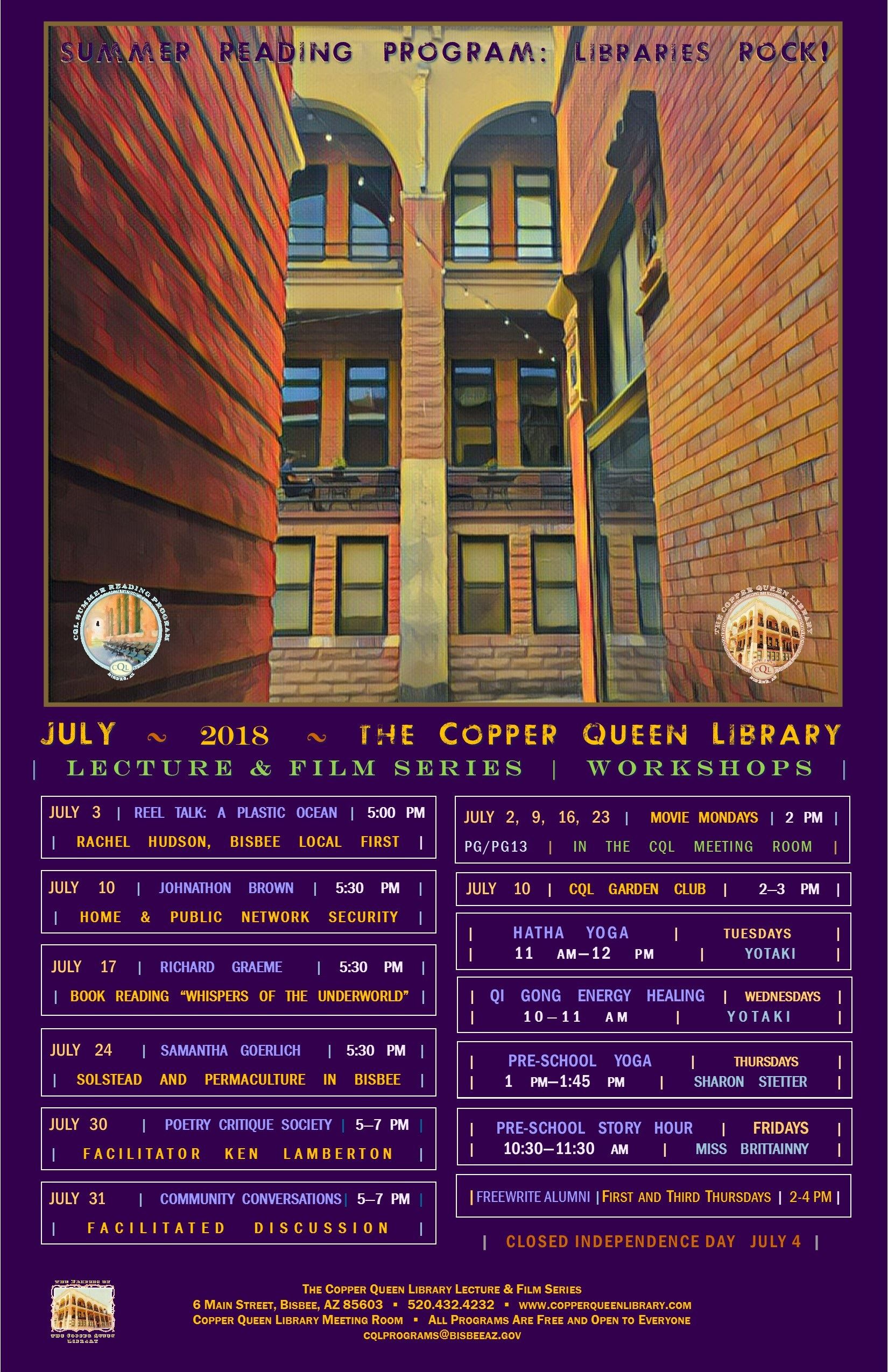 JULY 2018 MONTHLY SCHEDULE