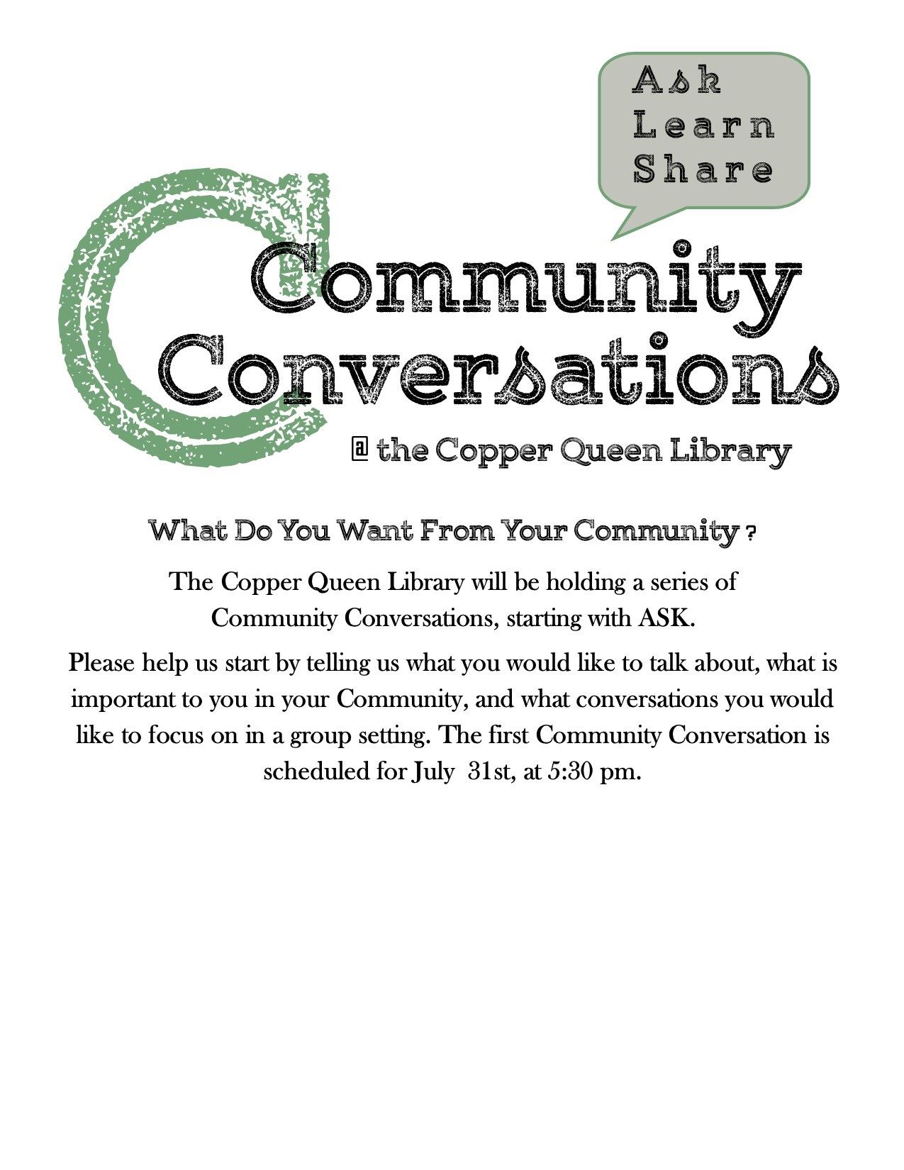 COMMUNITY CONVERSATIONS ANNOUNCEMENT