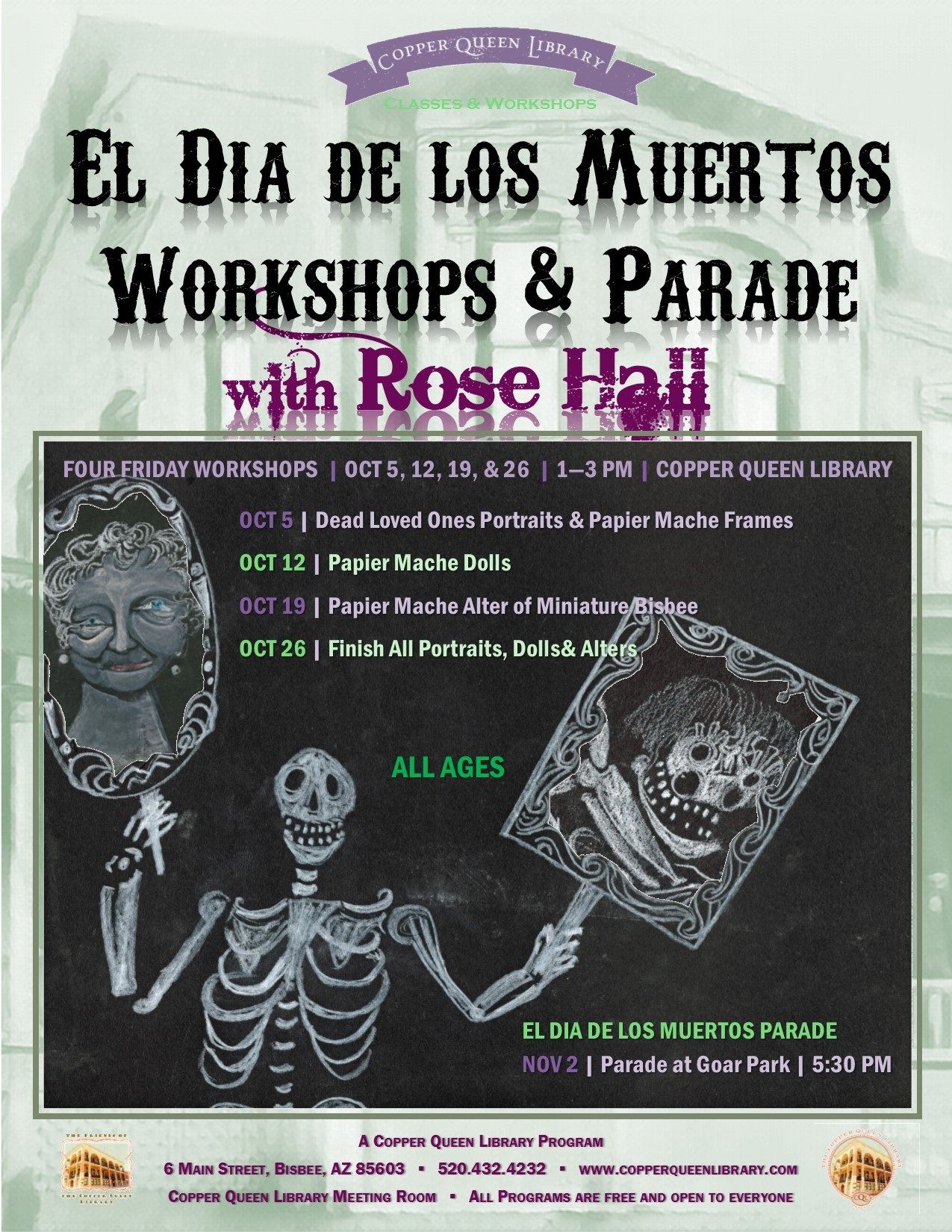 ROSE HALL DIA DE LOS MUERTOS WORKSHOP POSTER OCT 2018 8.5 x 11