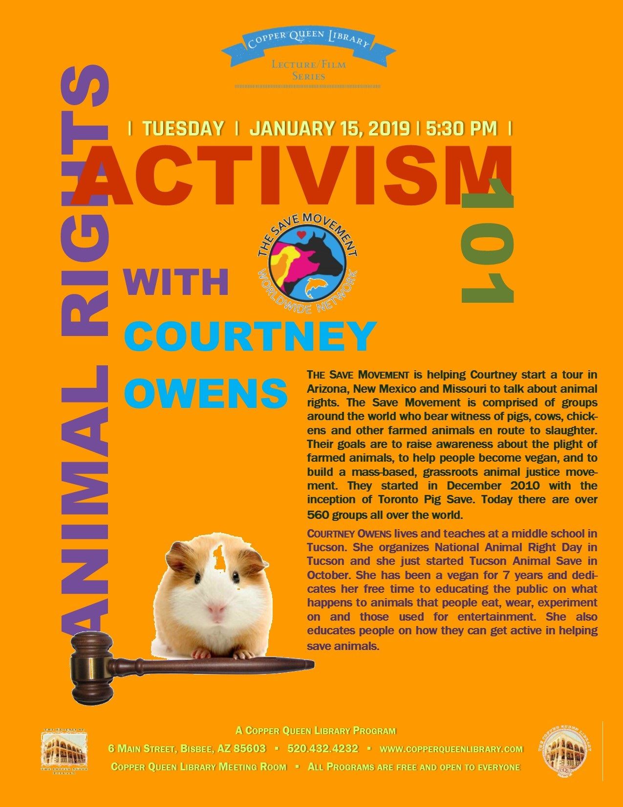 ANIMAL ACTIVISM COURTNEY OWENS 1.15.19 POSTER 8.5 X 11