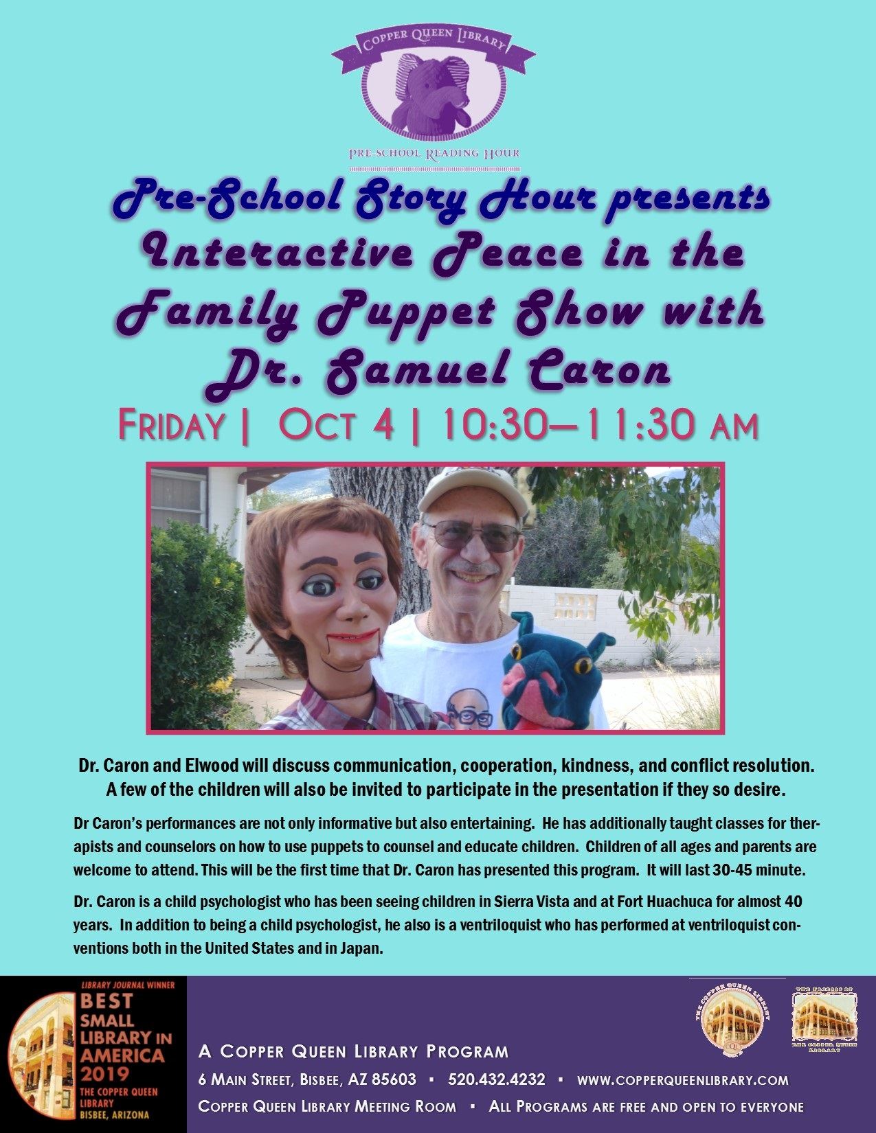 PRE-SCHOOL STORY HOUR CARON PUPPET SHOW