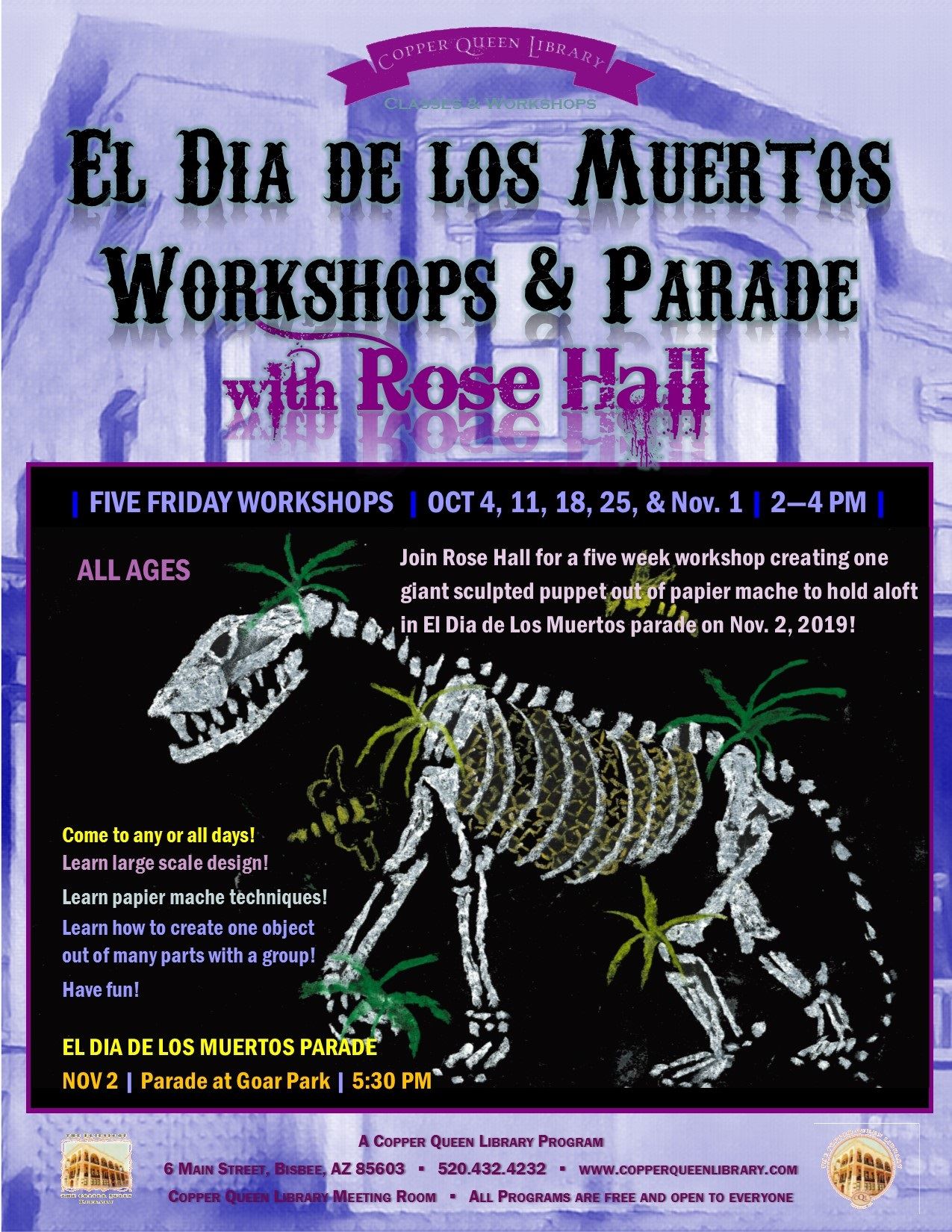 ROSE HALL DIA DE LOS MUERTOS WORKSHOP POSTER 2019