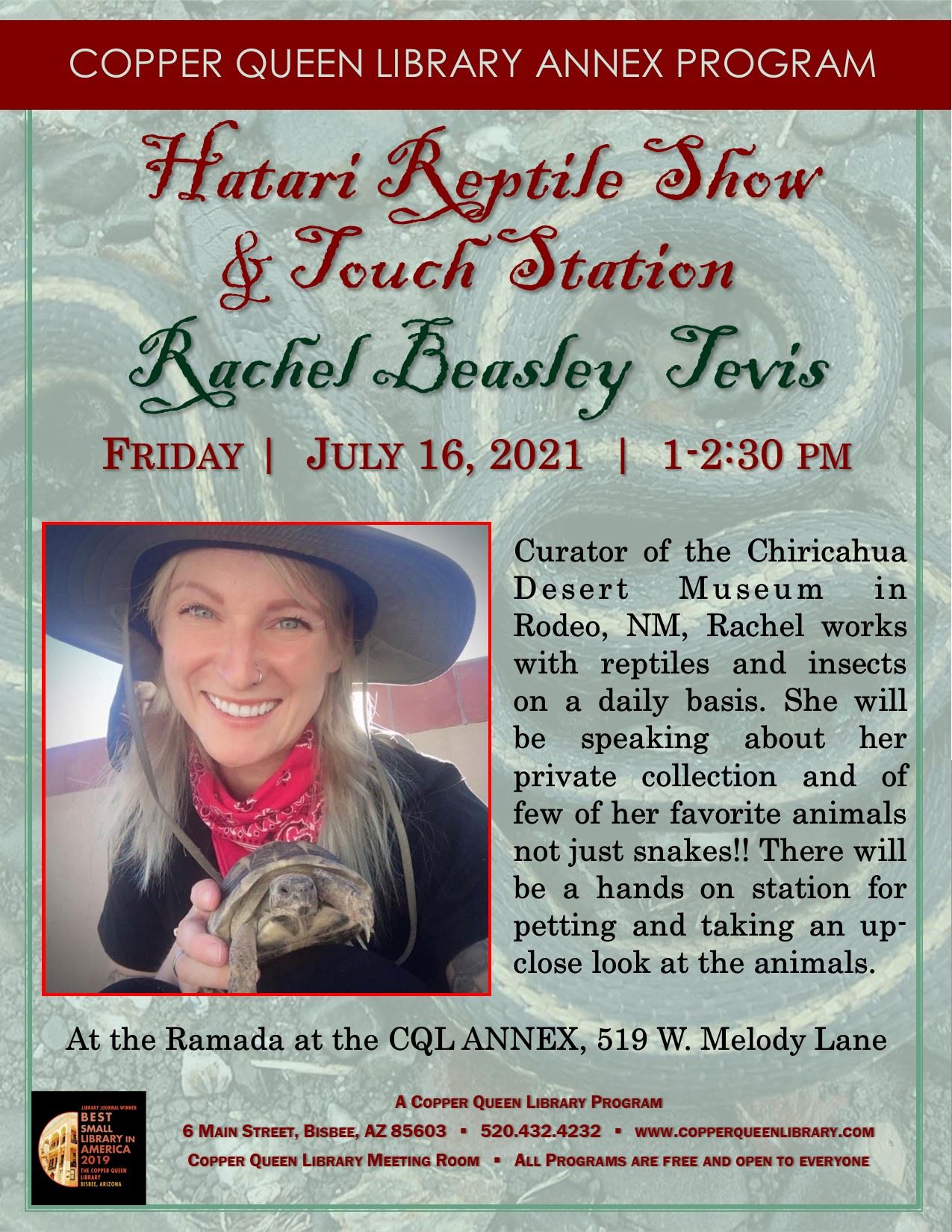 RACHEL TEVIS REPTILE SHOW 7.16.2021 8.5 X 11