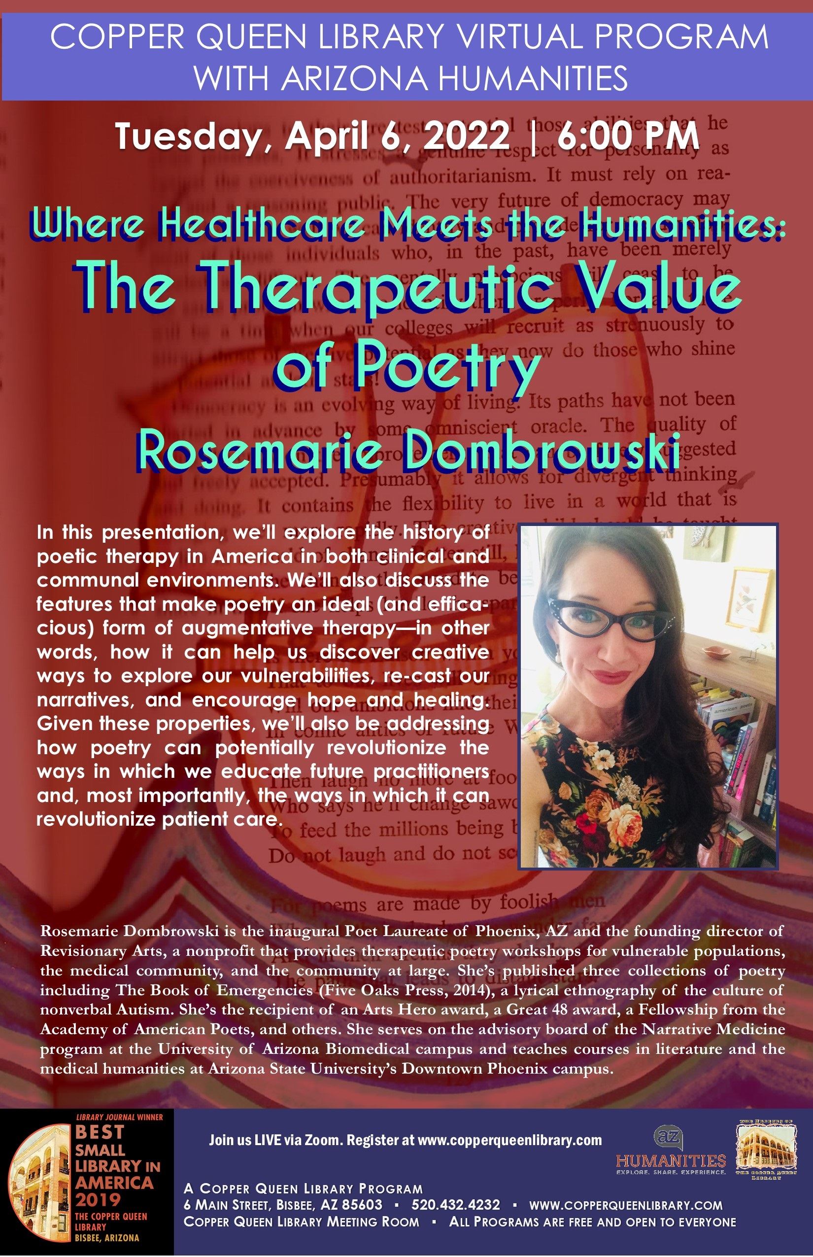 CQL VIRTUAL PROGRAM DOBROWSKI HEALTHCARE MEETS HUMANITIES AZ HUMA 4.5.2022 11 X 17