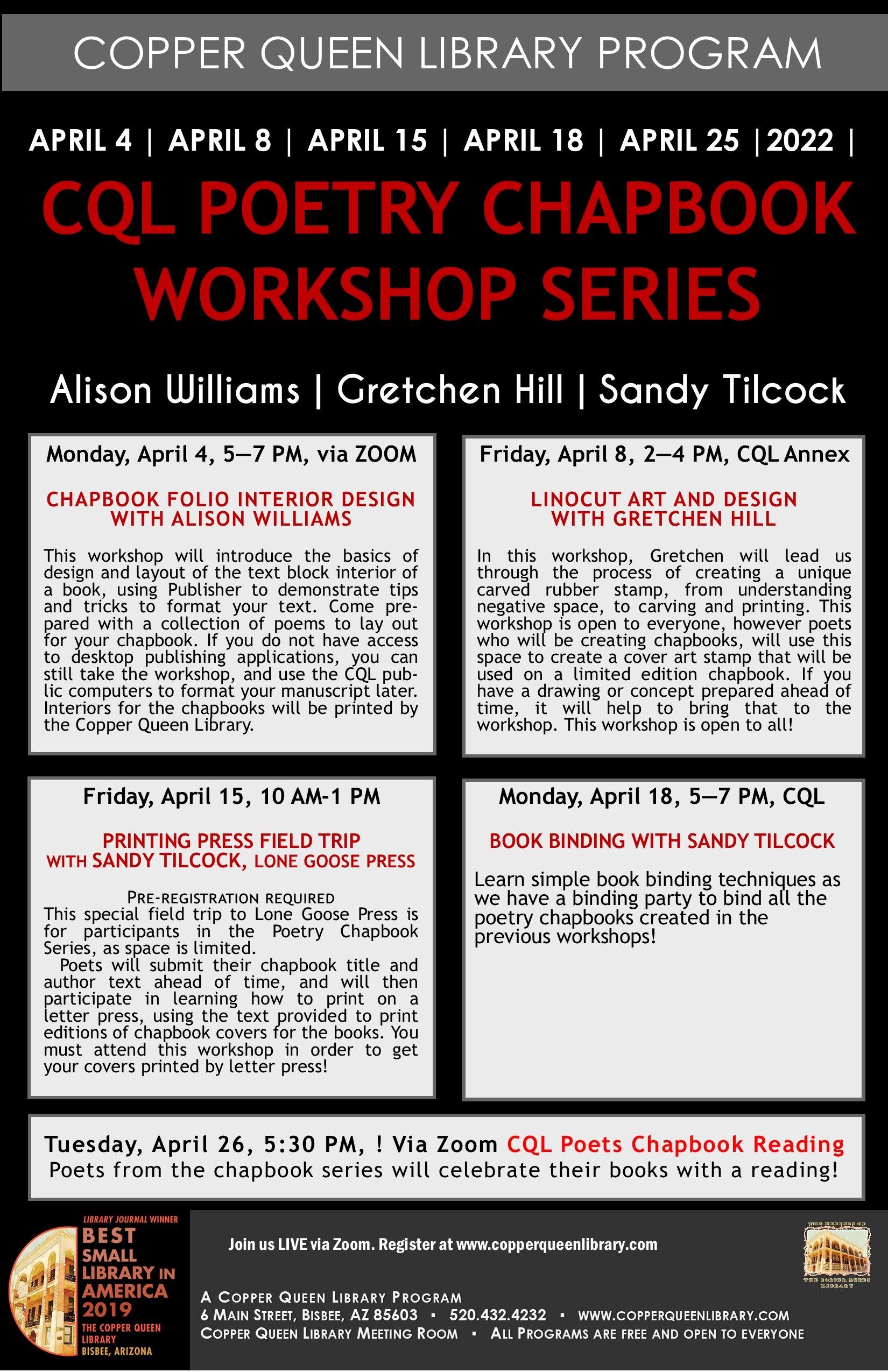 POETRY CHAPBOOK WORKSHOP SERIES 2022